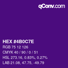 Color code: HEX #4B0C7E | qconv.com