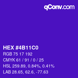 颜色代码: HEX #4B11C0 | qconv.com