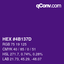 颜色代码: HEX #4B137D | qconv.com