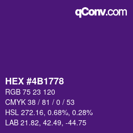 Color code: HEX #4B1778 | qconv.com