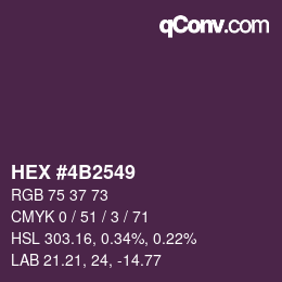 Color code: HEX #4B2549 | qconv.com