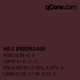 Farbcode: HEX #4B262A00 | qconv.com