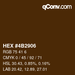 颜色代码: HEX #4B2906 | qconv.com