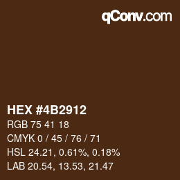 颜色代码: HEX #4B2912 | qconv.com