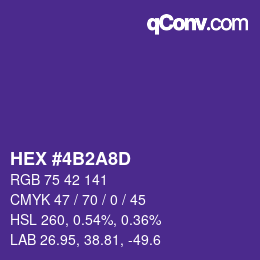 颜色代码: HEX #4B2A8D | qconv.com
