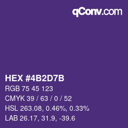 颜色代码: HEX #4B2D7B | qconv.com