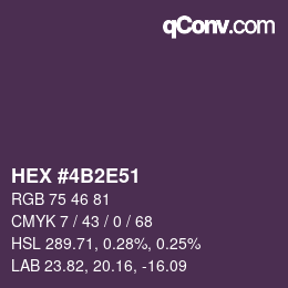 Color code: HEX #4B2E51 | qconv.com