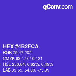 颜色代码: HEX #4B2FCA | qconv.com
