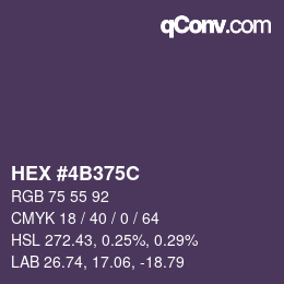 Color code: HEX #4B375C | qconv.com