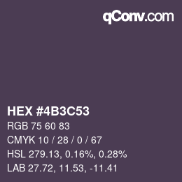 カラーコード: HEX #4B3C53 | qconv.com
