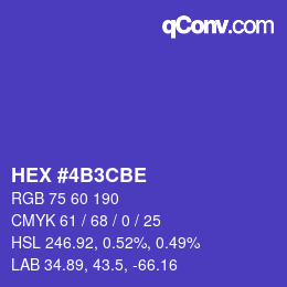 颜色代码: HEX #4B3CBE | qconv.com