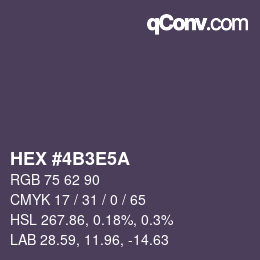 Color code: HEX #4B3E5A | qconv.com