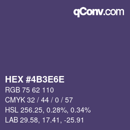 Color code: HEX #4B3E6E | qconv.com