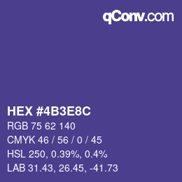 Color code: HEX #4B3E8C | qconv.com