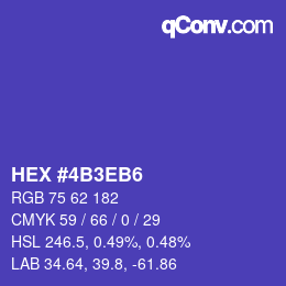 Color code: HEX #4B3EB6 | qconv.com