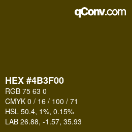 Color code: HEX #4B3F00 | qconv.com