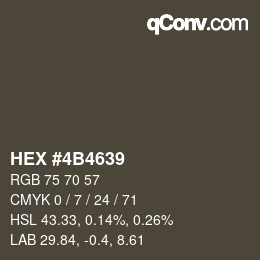 Código de color: HEX #4B4639 | qconv.com