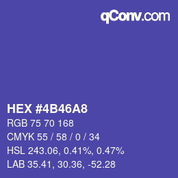 Color code: HEX #4B46A8 | qconv.com