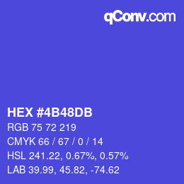 Color code: HEX #4B48DB | qconv.com