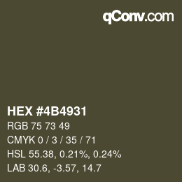 Color code: HEX #4B4931 | qconv.com