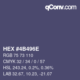 Farbcode: HEX #4B496E | qconv.com