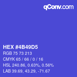 颜色代码: HEX #4B49D5 | qconv.com