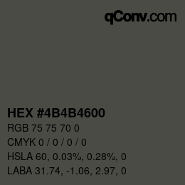颜色代码: HEX #4B4B4600 | qconv.com
