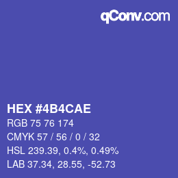 Color code: HEX #4B4CAE | qconv.com