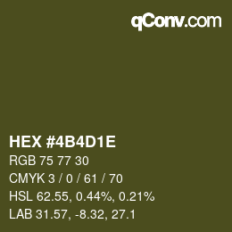 Color code: HEX #4B4D1E | qconv.com