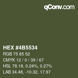 Code couleur: HEX #4B5534 | qconv.com