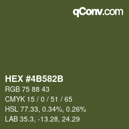 Color code: HEX #4B582B | qconv.com