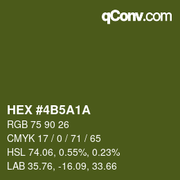 Color code: HEX #4B5A1A | qconv.com