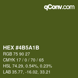 Color code: HEX #4B5A1B | qconv.com