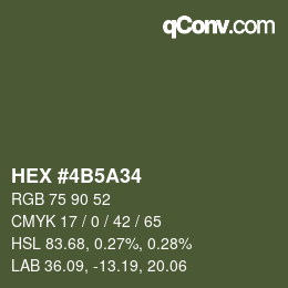 Color code: HEX #4B5A34 | qconv.com