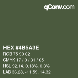 Color code: HEX #4B5A3E | qconv.com