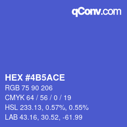 カラーコード: HEX #4B5ACE | qconv.com