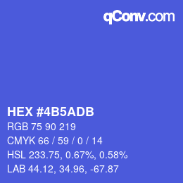 カラーコード: HEX #4B5ADB | qconv.com
