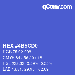 カラーコード: HEX #4B5CD0 | qconv.com