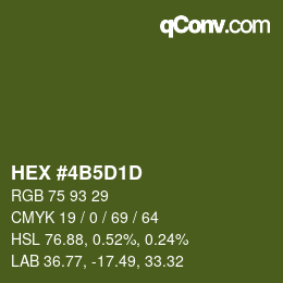 カラーコード: HEX #4B5D1D | qconv.com