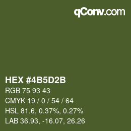 Color code: HEX #4B5D2B | qconv.com