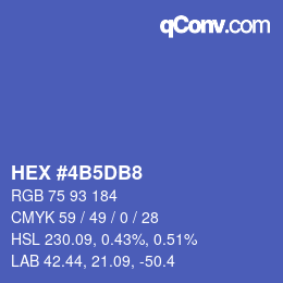 カラーコード: HEX #4B5DB8 | qconv.com