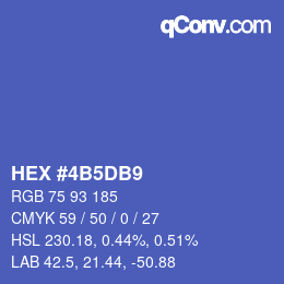 カラーコード: HEX #4B5DB9 | qconv.com