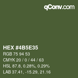 Código de color: HEX #4B5E35 | qconv.com