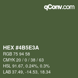 Código de color: HEX #4B5E3A | qconv.com