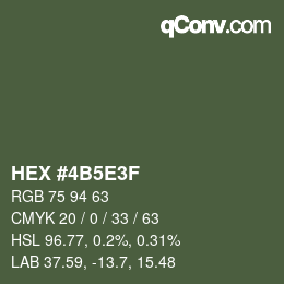 Farbcode: HEX #4B5E3F | qconv.com