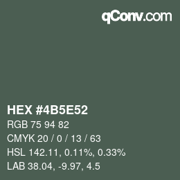 颜色代码: HEX #4B5E52 | qconv.com