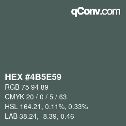 颜色代码: HEX #4B5E59 | qconv.com