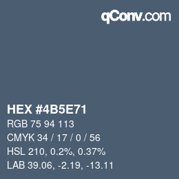 颜色代码: HEX #4B5E71 | qconv.com