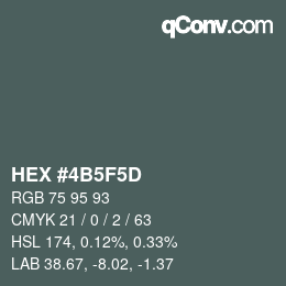Color code: HEX #4B5F5D | qconv.com