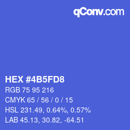 Color code: HEX #4B5FD8 | qconv.com